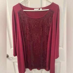 Joan Rivers size 1X tunic top with sequins